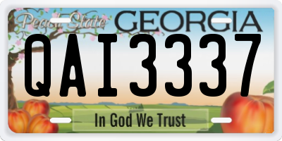 GA license plate QAI3337