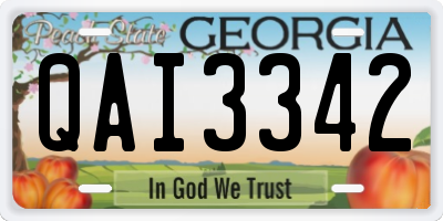 GA license plate QAI3342