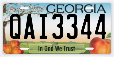 GA license plate QAI3344