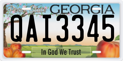 GA license plate QAI3345