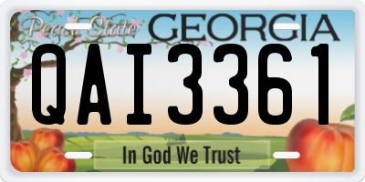 GA license plate QAI3361