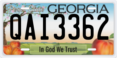GA license plate QAI3362