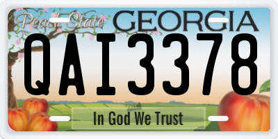 GA license plate QAI3378
