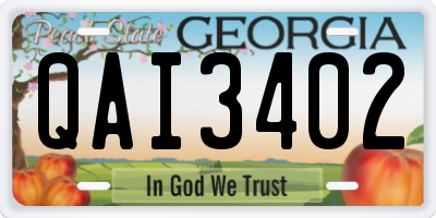 GA license plate QAI3402
