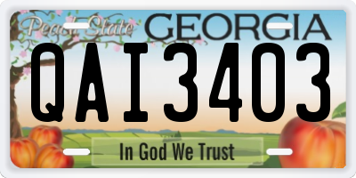 GA license plate QAI3403