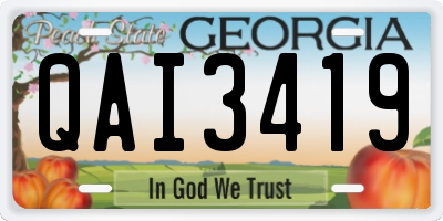 GA license plate QAI3419