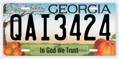 GA license plate QAI3424