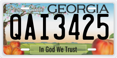 GA license plate QAI3425