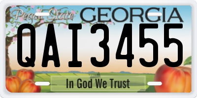 GA license plate QAI3455