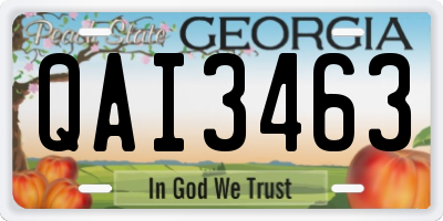 GA license plate QAI3463