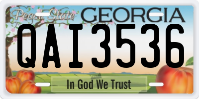 GA license plate QAI3536