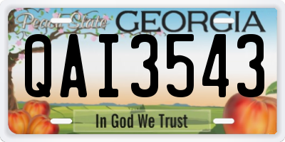 GA license plate QAI3543