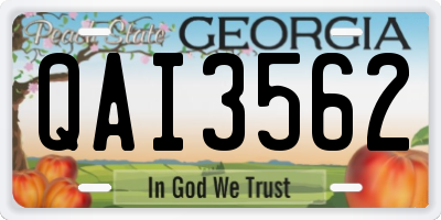 GA license plate QAI3562