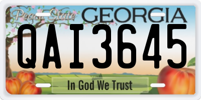 GA license plate QAI3645