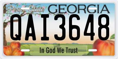 GA license plate QAI3648