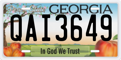 GA license plate QAI3649