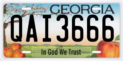GA license plate QAI3666