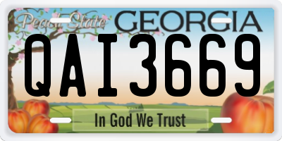 GA license plate QAI3669