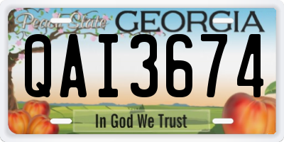 GA license plate QAI3674