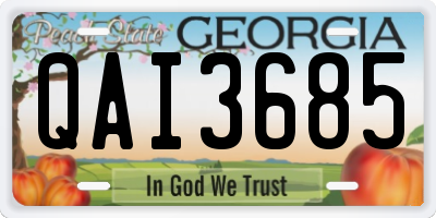 GA license plate QAI3685