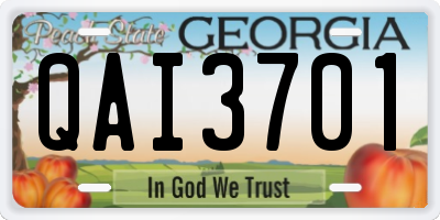 GA license plate QAI3701