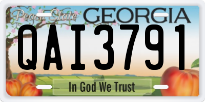 GA license plate QAI3791