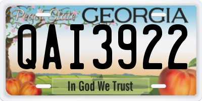 GA license plate QAI3922