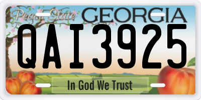 GA license plate QAI3925