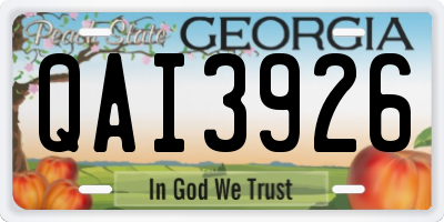 GA license plate QAI3926