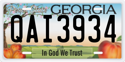 GA license plate QAI3934