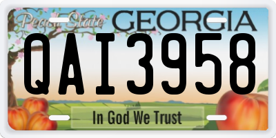 GA license plate QAI3958