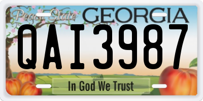 GA license plate QAI3987