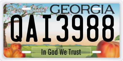 GA license plate QAI3988