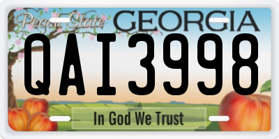 GA license plate QAI3998