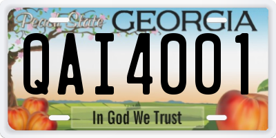GA license plate QAI4001