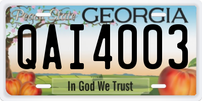 GA license plate QAI4003