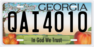 GA license plate QAI4010