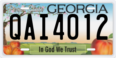 GA license plate QAI4012