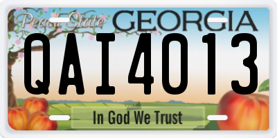 GA license plate QAI4013