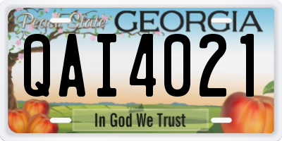 GA license plate QAI4021