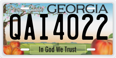 GA license plate QAI4022