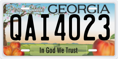GA license plate QAI4023