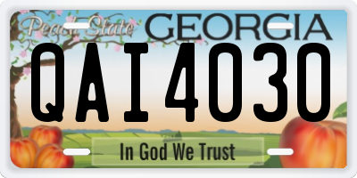 GA license plate QAI4030