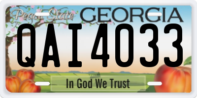 GA license plate QAI4033