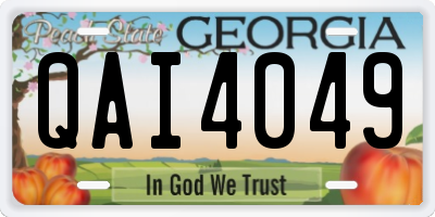 GA license plate QAI4049