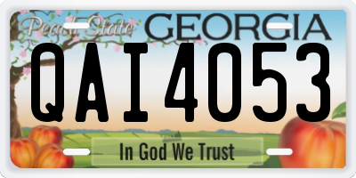 GA license plate QAI4053