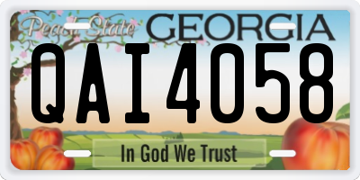 GA license plate QAI4058