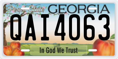 GA license plate QAI4063