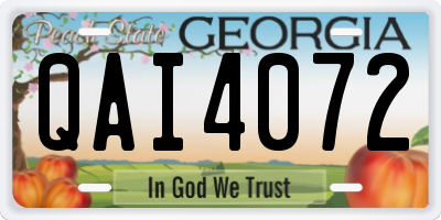 GA license plate QAI4072