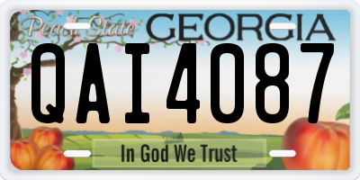 GA license plate QAI4087
